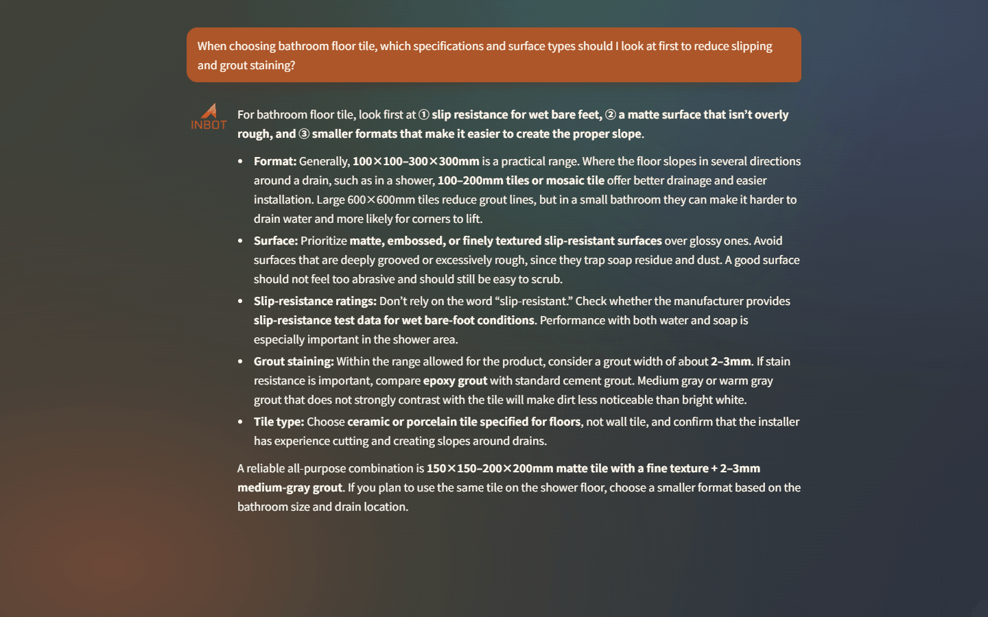 English INBOT conversation answering a guide follow-up question